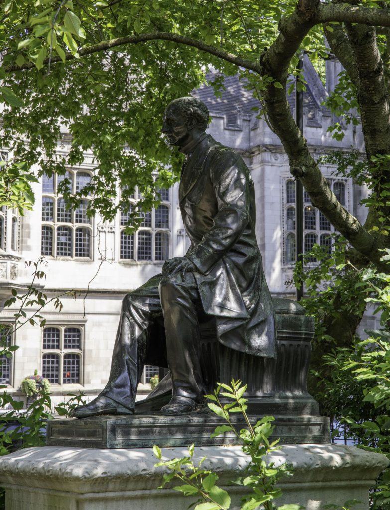 Sculpture of John Stuart Mill in Victoria Embankment Gardens, London