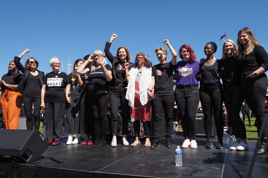 An assembly of very inspirational speakers at the March4Justice 2021 rally in Canberra.