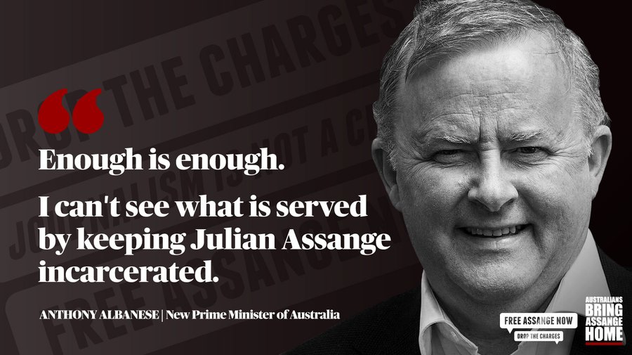 Anthony Albanese's words on Julian Assange. "Enough is enough. I can't see what is served by keeping Julian Assange incarcerated"